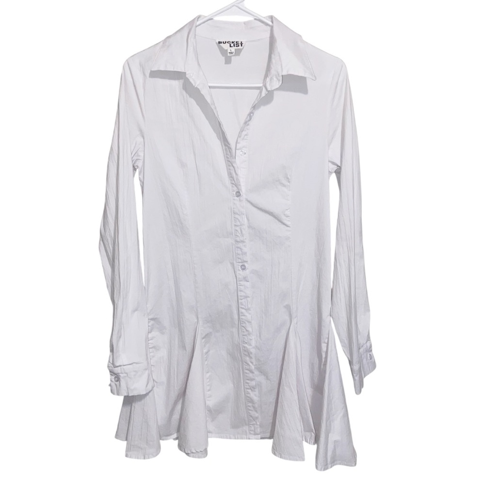 Bucket List Shirt Womens Large Stretch Button Tunic Business Career Office